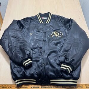 VTG‎ Nike Colorado Buffaloes Satin Bomber Jacket XXL Black Gold CU "Colorado"